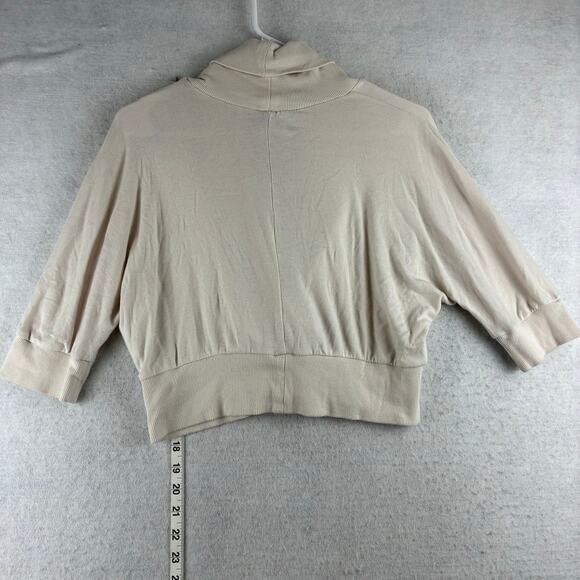Old Navy Y2K Cropped Cardigan Women's Large Cream Modest Church 100% Cotton - Picture 2 of 8